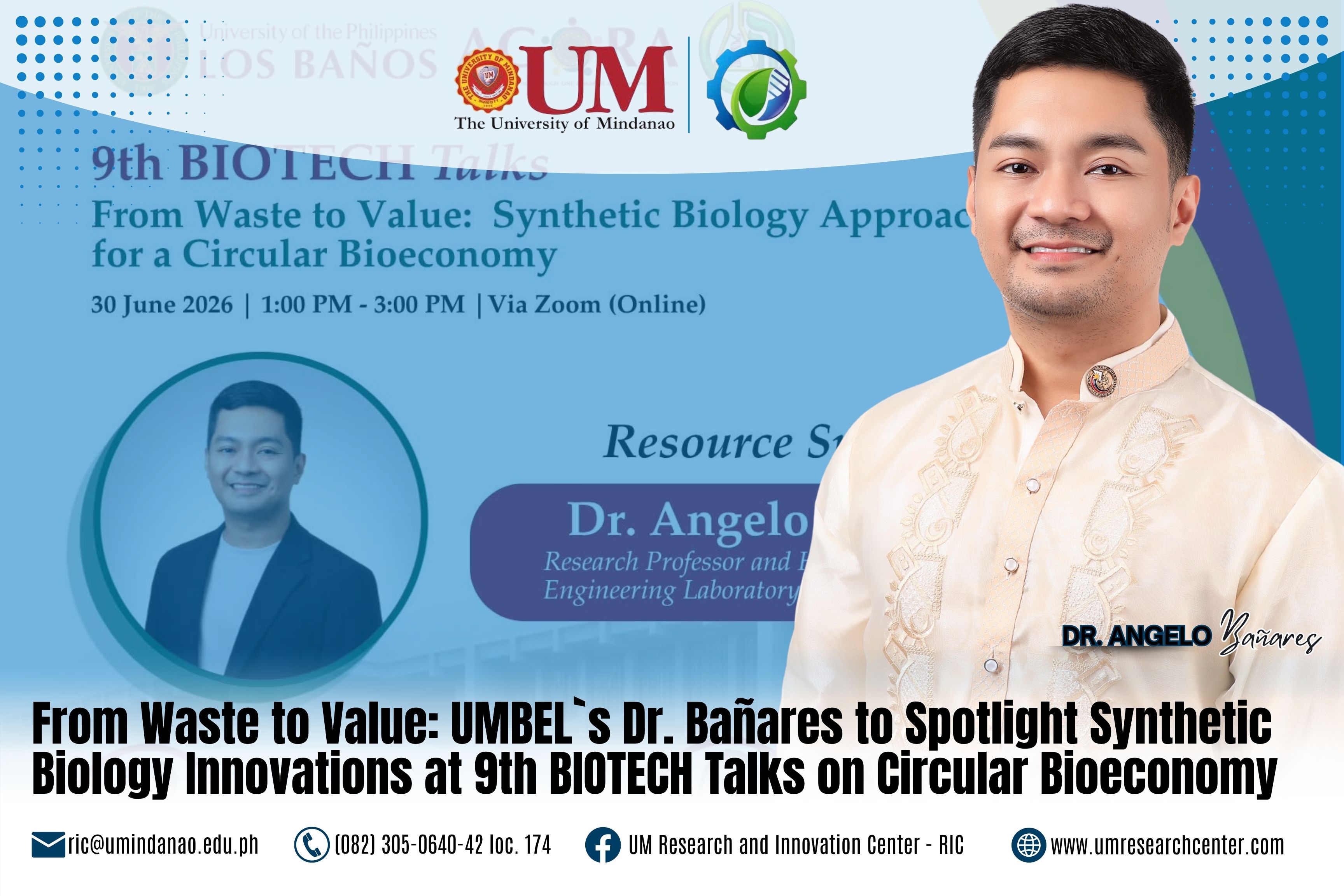 From Waste to Value: UMBEL`s Dr. Bañares to Spotlight Synthetic Biology Innovations at 9th BIOTECH Talks on Circular Bioeconomy